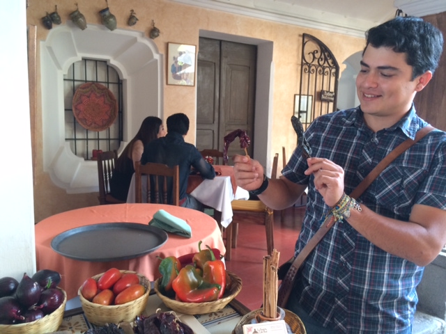 Daniel, our guide, holding Coban and Huaque chiles.
